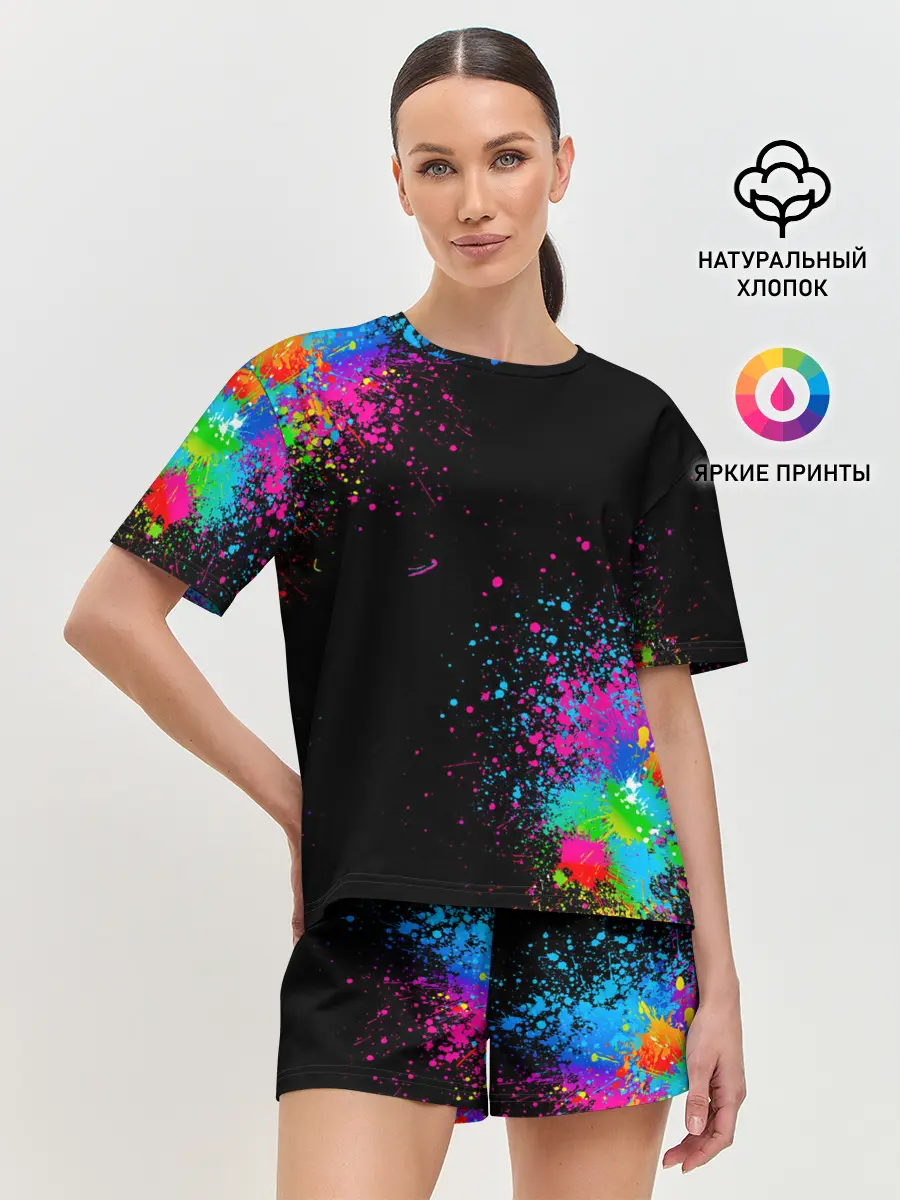 Женская пижама с шортами / Брызги красок