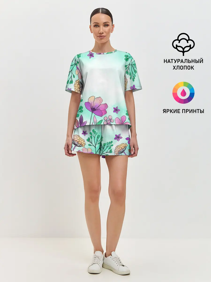 Женская пижама с шортами / Нежность полей