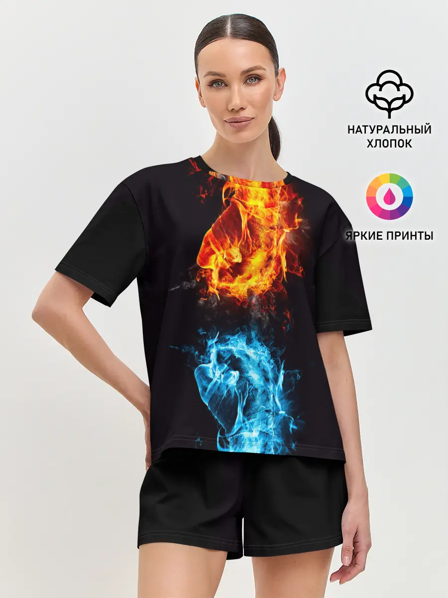 Женская пижама с шортами / Огонь и Вода