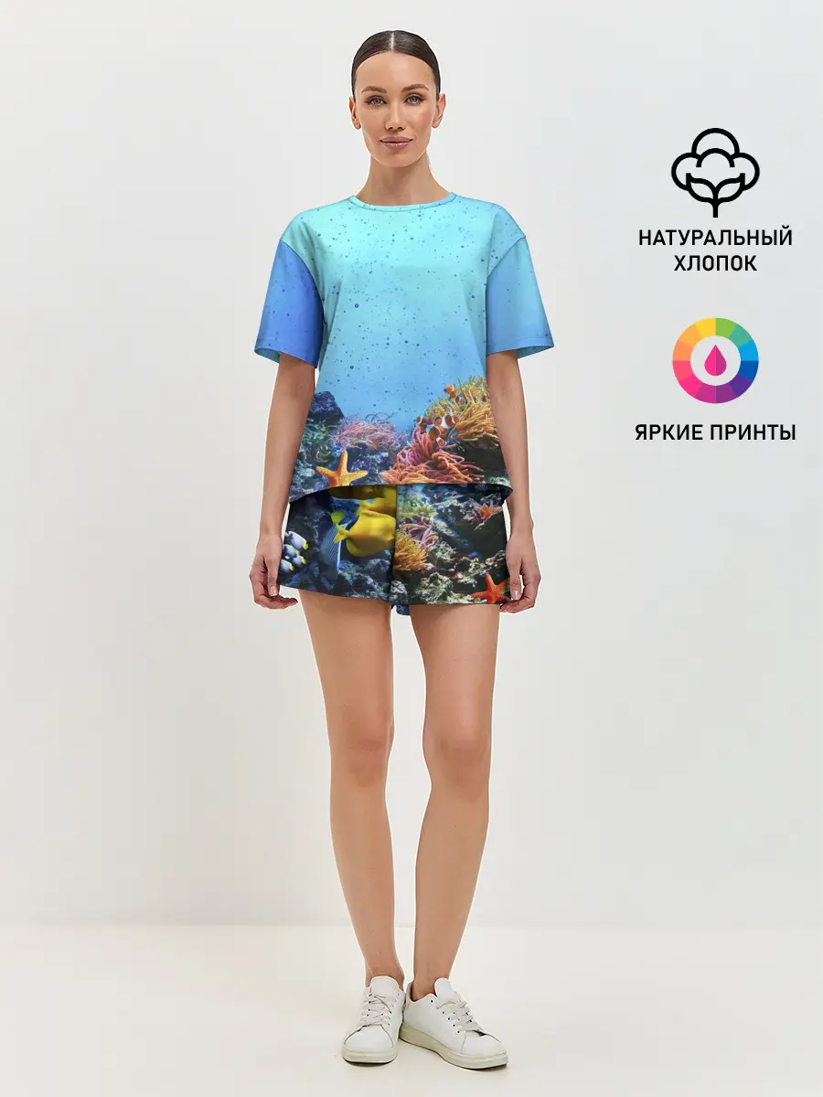 Женская пижама с шортами / Подводный мир