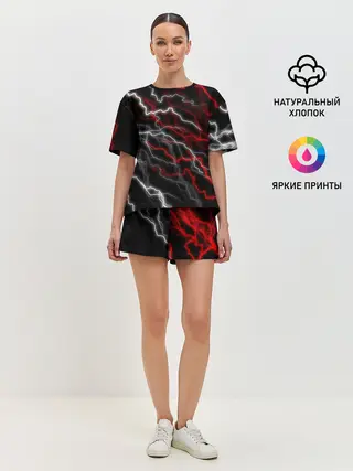 Женская пижама с шортами / МОЛНИЯ.