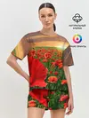 Женская пижама с шортами / Красный мак на закате