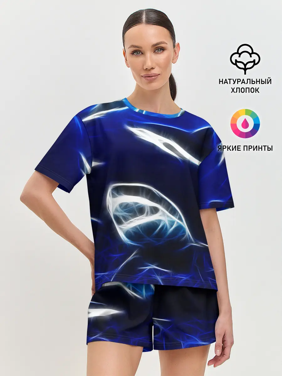 Женская пижама с шортами / ДЕЛЬФИН В МОРЕ.