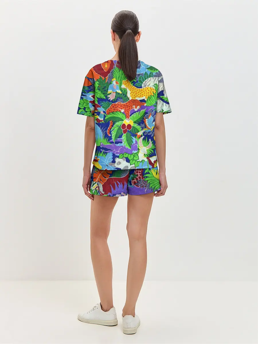 Женская пижама с шортами / Текстура Холст | Сафари