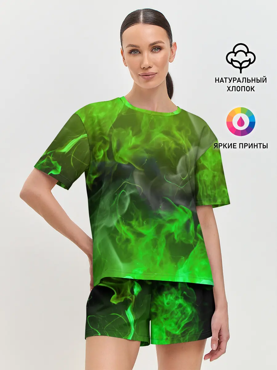 Женская пижама с шортами / ЗЕЛЁНЫЙ ОГОНЬ