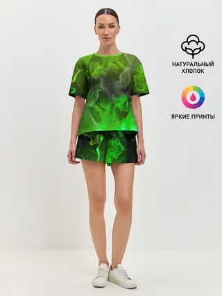 Женская пижама с шортами / ЗЕЛЁНЫЙ ОГОНЬ