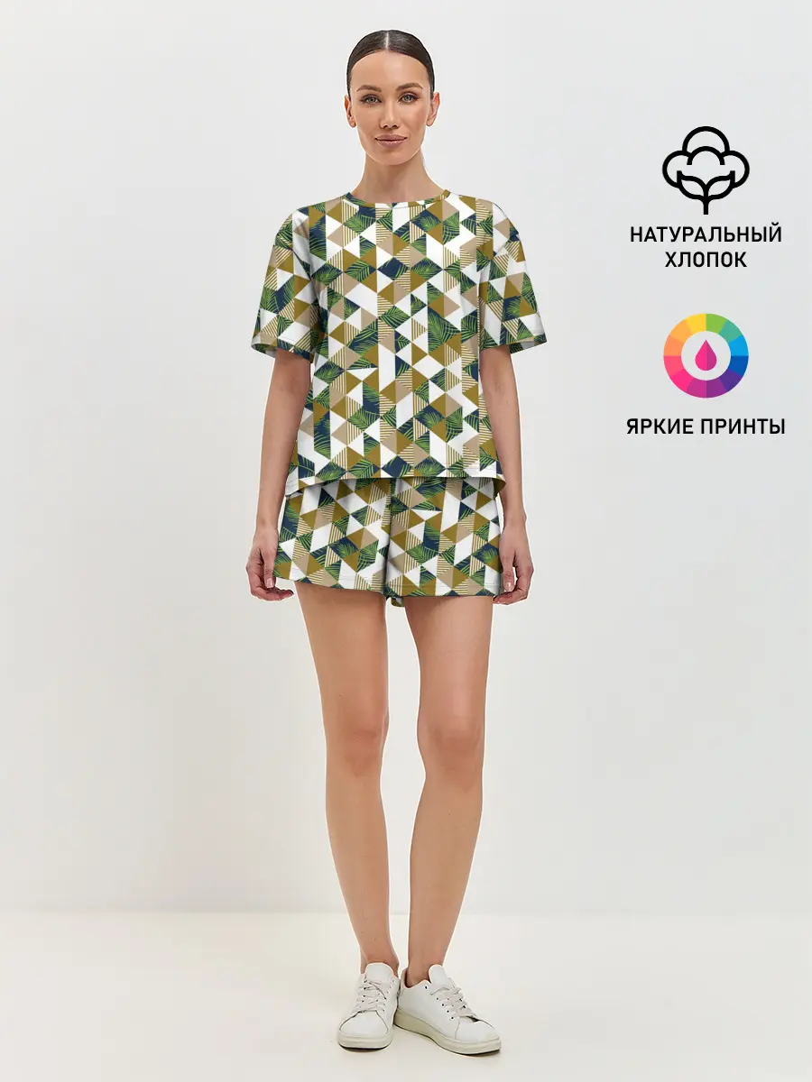 Женская пижама с шортами / Хипстерские треугольники
