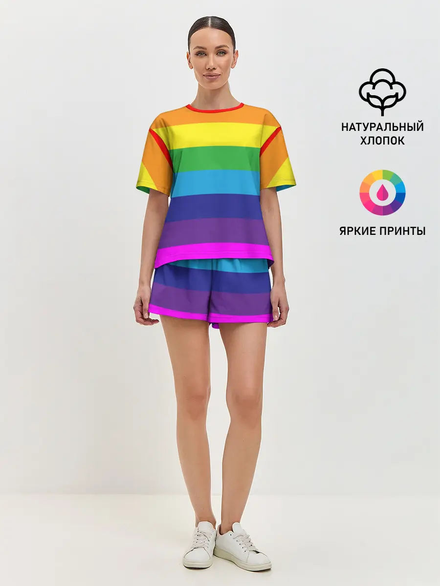 Женская пижама с шортами / ЦВЕТНЫЕ ЛИНИИ