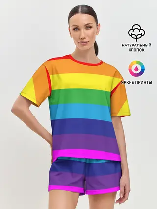 Женская пижама с шортами / ЦВЕТНЫЕ ЛИНИИ