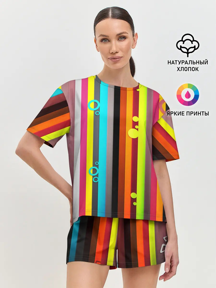Женская пижама с шортами / РАДУЖНАЯ ГЕОМЕТРИЯ