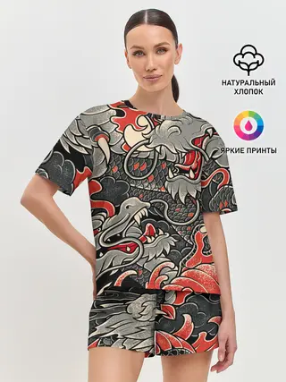 Женская пижама с шортами / Dsquared tatoo DRAGON