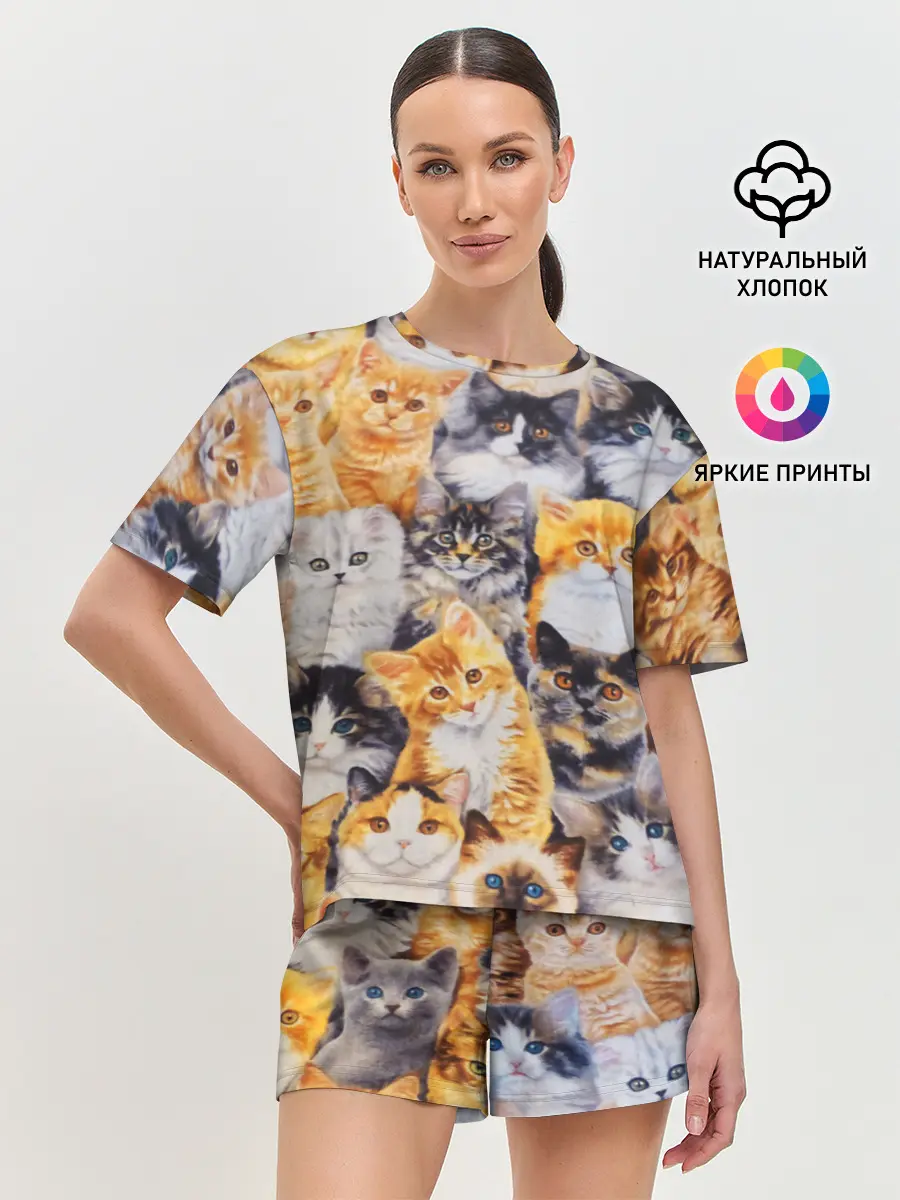 Женская пижама с шортами / КОТЯТКИ