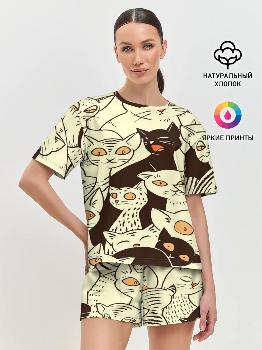 Женская пижама с шортами / КОТЯТА ПАТТЕРН
