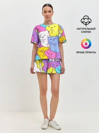 Женская пижама с шортами / МИЛЫЕ КОТЯТКИ