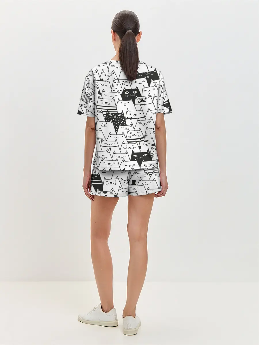 Женская пижама с шортами / КОТЫ BLACK