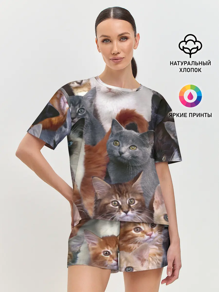 Женская пижама с шортами / КОТЯТКИ