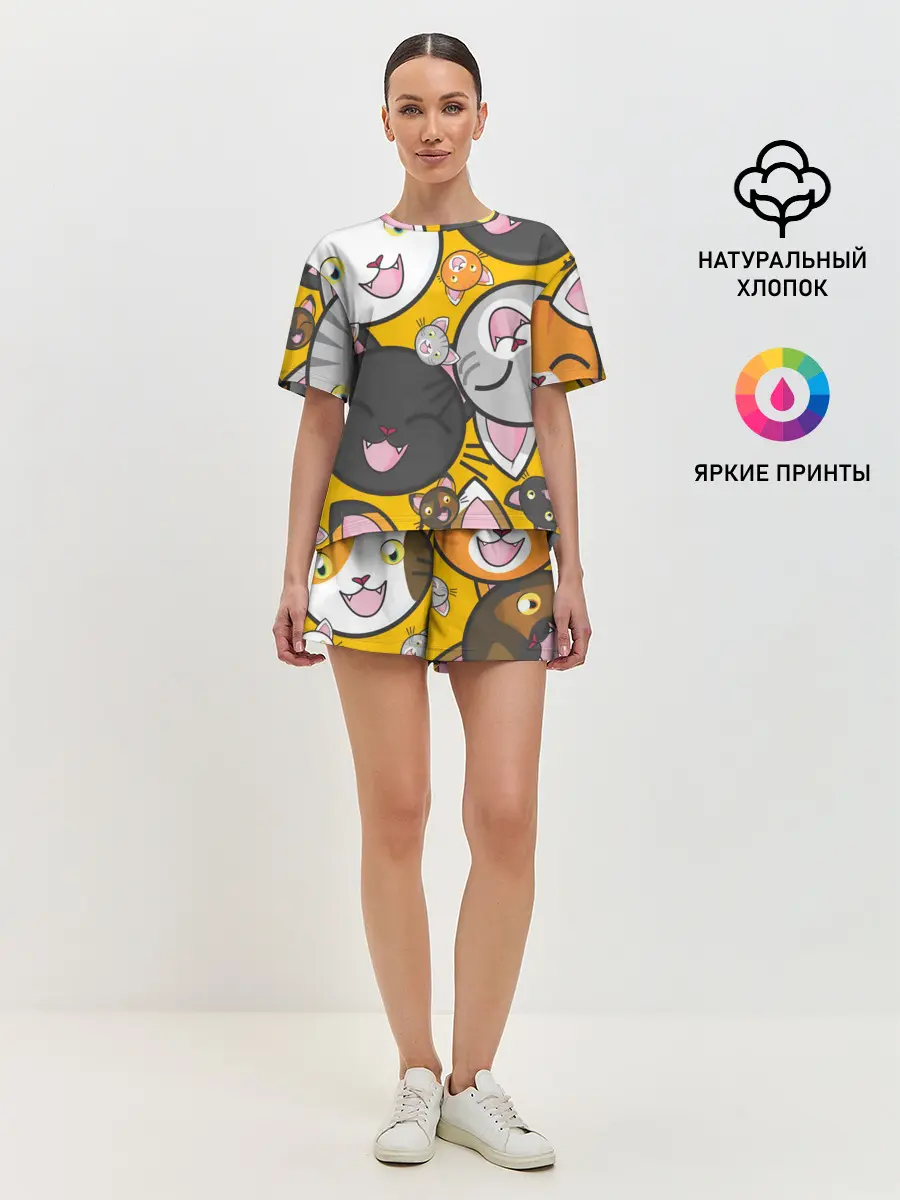 Женская пижама с шортами / КОТЫ