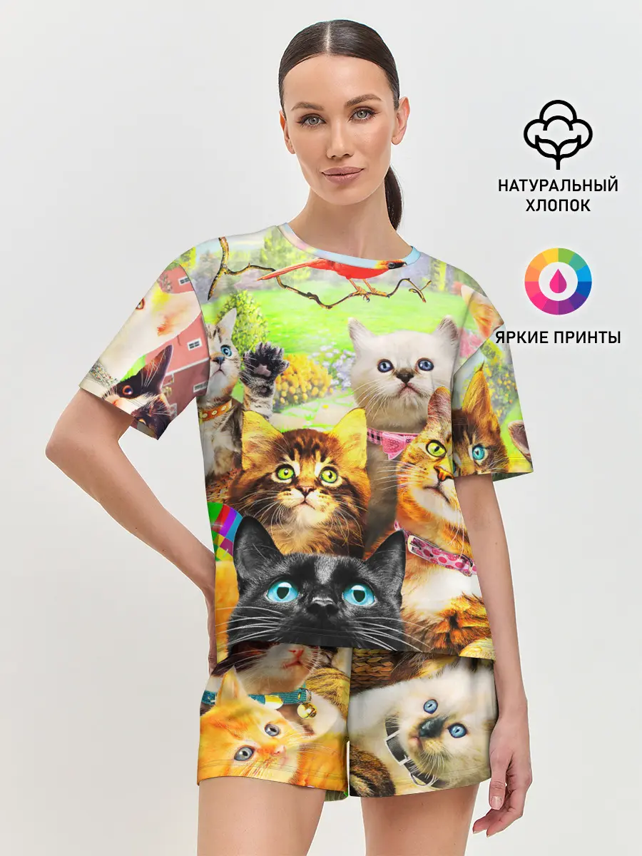 Женская пижама с шортами / КОТЫ