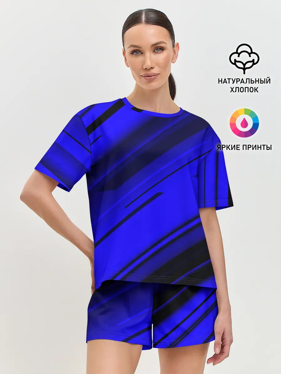 Женская пижама с шортами / Blue and Black