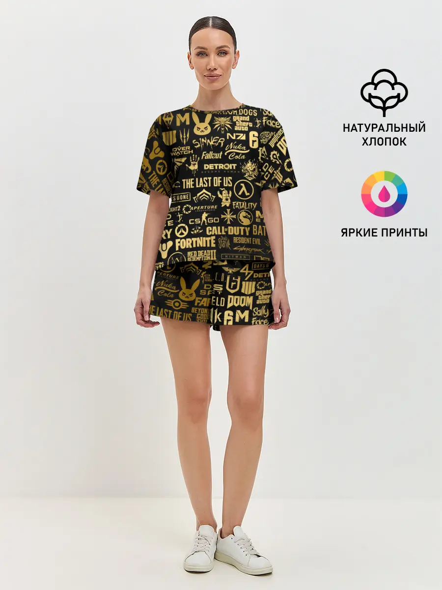 Женская пижама с шортами / ЛОГОТИПЫ ИГР ЗОЛОТО | GOLDEN