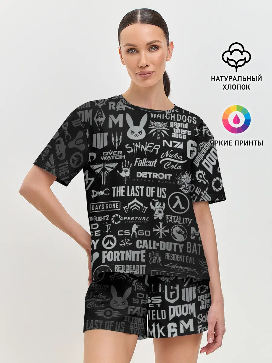 Женская пижама с шортами / ЛОГОТИПЫ ИГР / LOGO GAMES