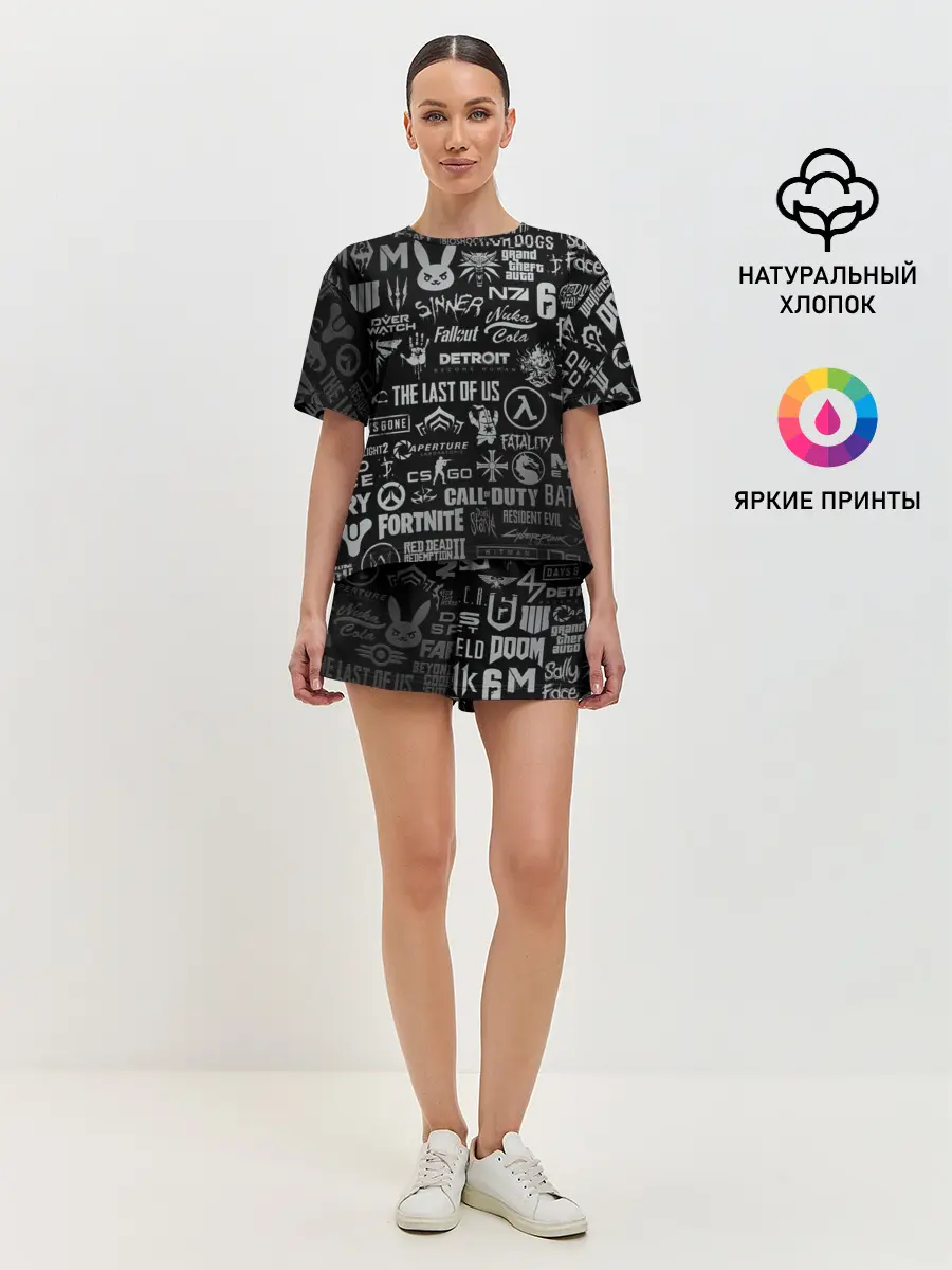 Женская пижама с шортами / ЛОГОТИПЫ ИГР / LOGO GAMES