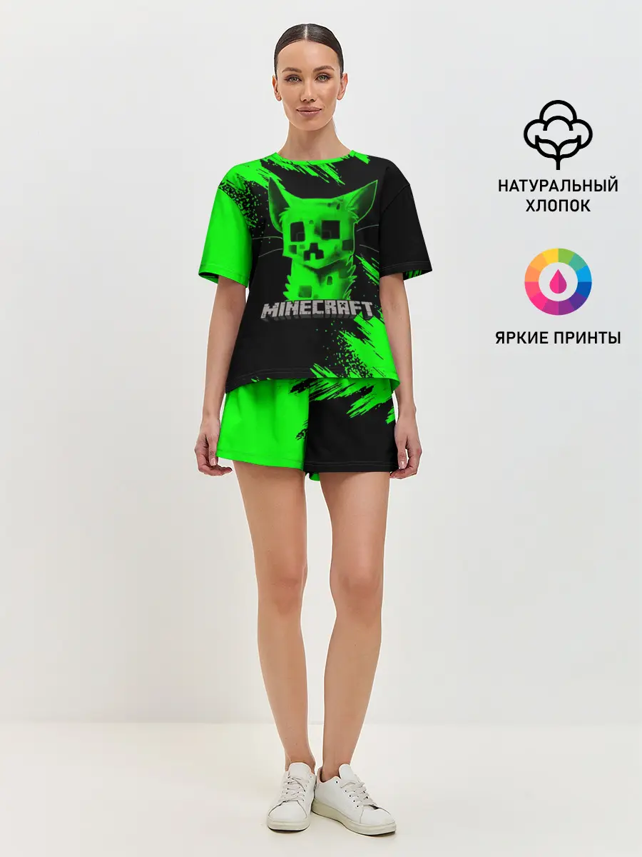 Женская пижама с шортами / MINECRAFT CREEPER CAT