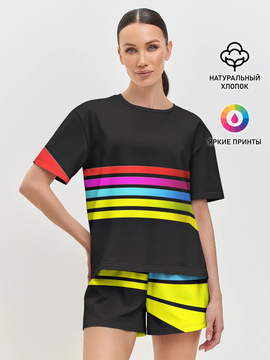 Женская пижама с шортами / NEON GEOMETRY