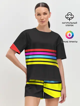 Женская пижама с шортами / NEON GEOMETRY