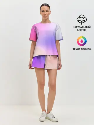Женская пижама с шортами / светлый градиент розовый мода