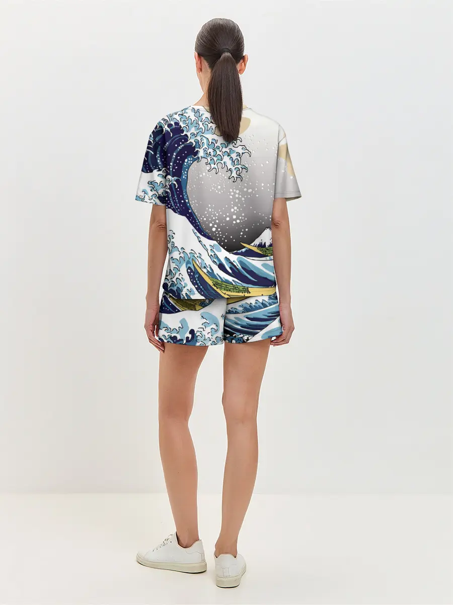 Женская пижама с шортами / The great wave off kanagawa
