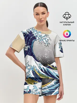 Женская пижама с шортами / The great wave off kanagawa