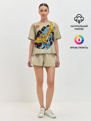 Женская пижама с шортами / Золотая рыба кои