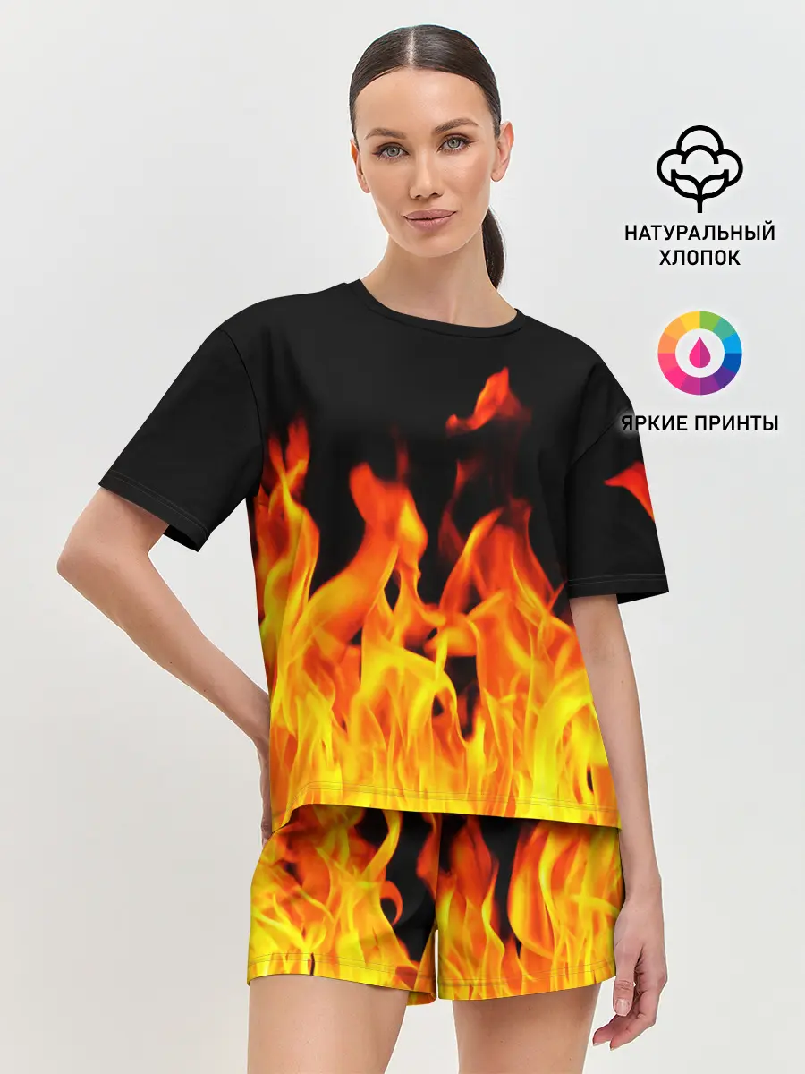 Женская пижама с шортами / ОГНЕННЫЙ