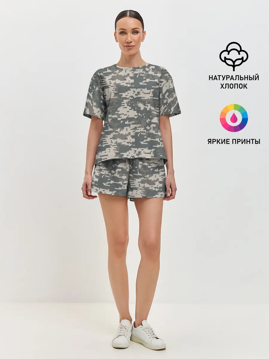 Женская пижама с шортами / Цифровой камуфляж