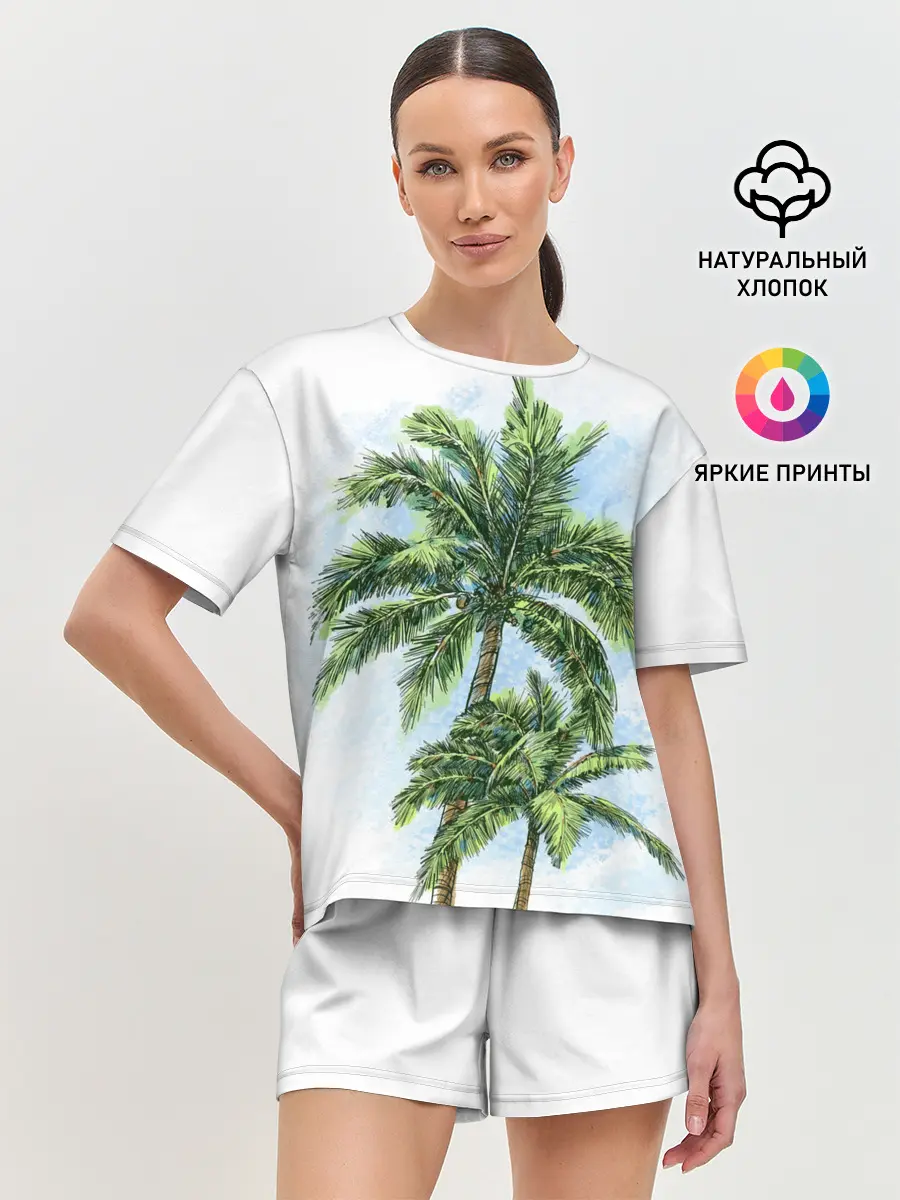 Женская пижама с шортами / Пальмы над головой