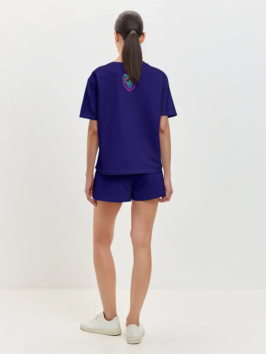 Женская пижама с шортами / Неоновый лев в очках