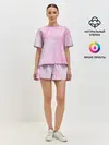 Женская пижама с шортами / розовые разводы краска зефир