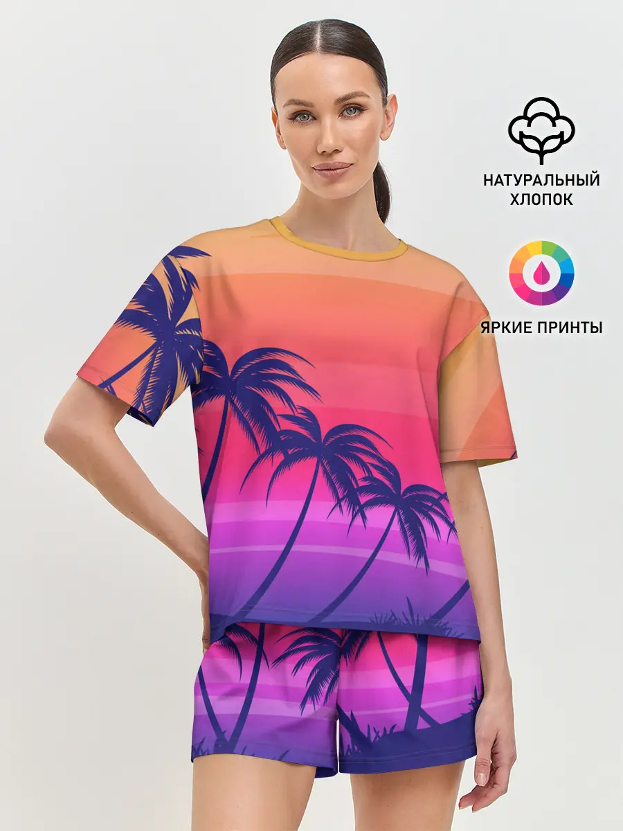 Женская пижама с шортами / Очеровательный закат