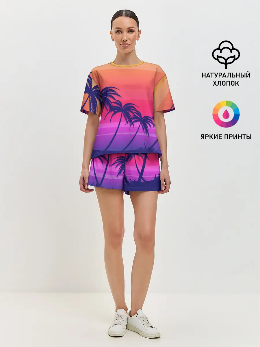 Женская пижама с шортами / Очеровательный закат