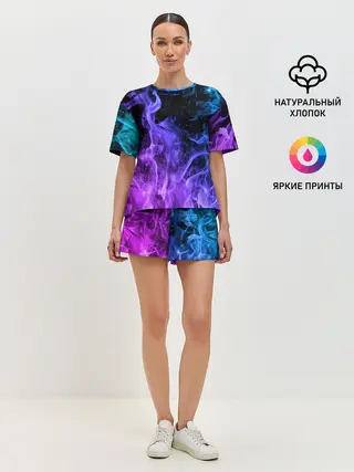 Женская пижама с шортами / ОГОНЬ НЕОН
