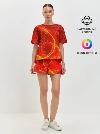 Женская пижама с шортами / Неоновый Огонь