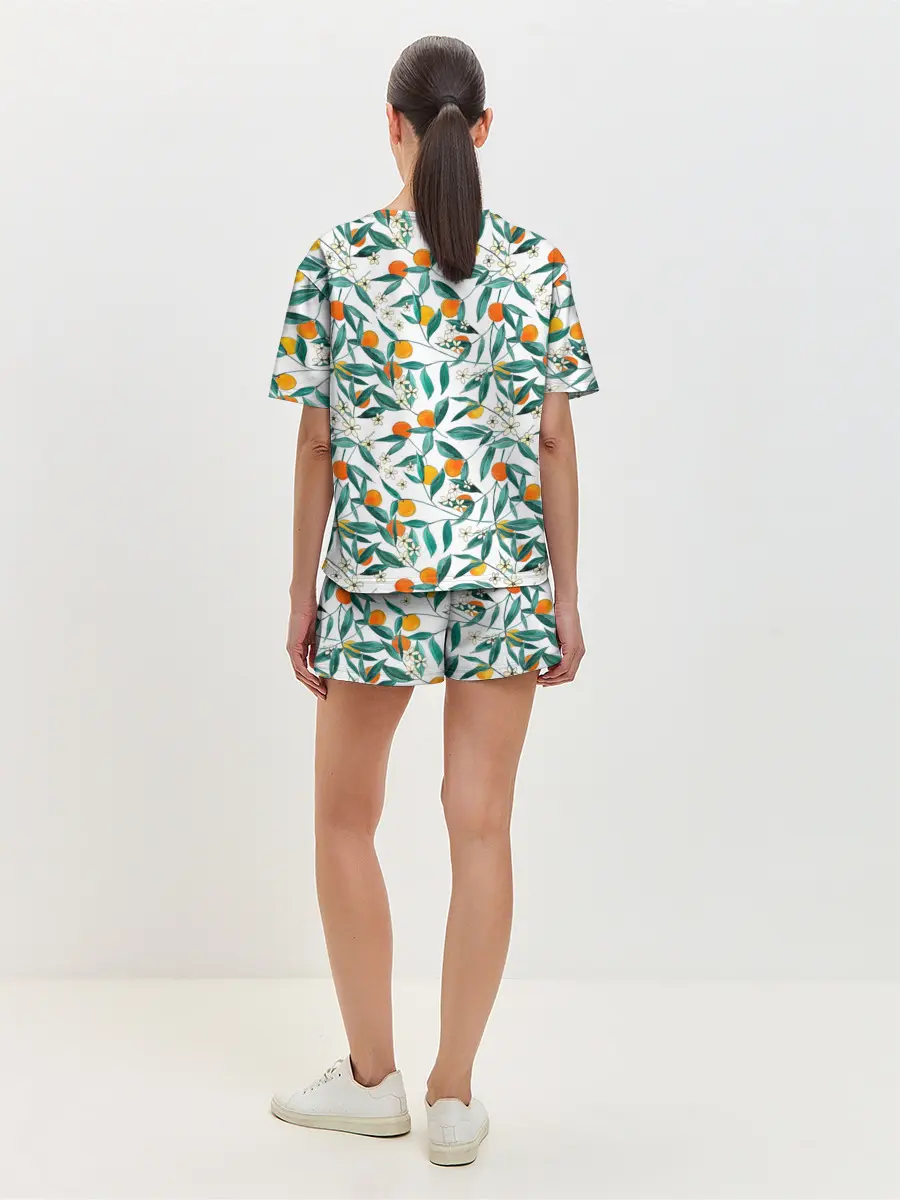 Женская пижама с шортами / Оранжевое лето