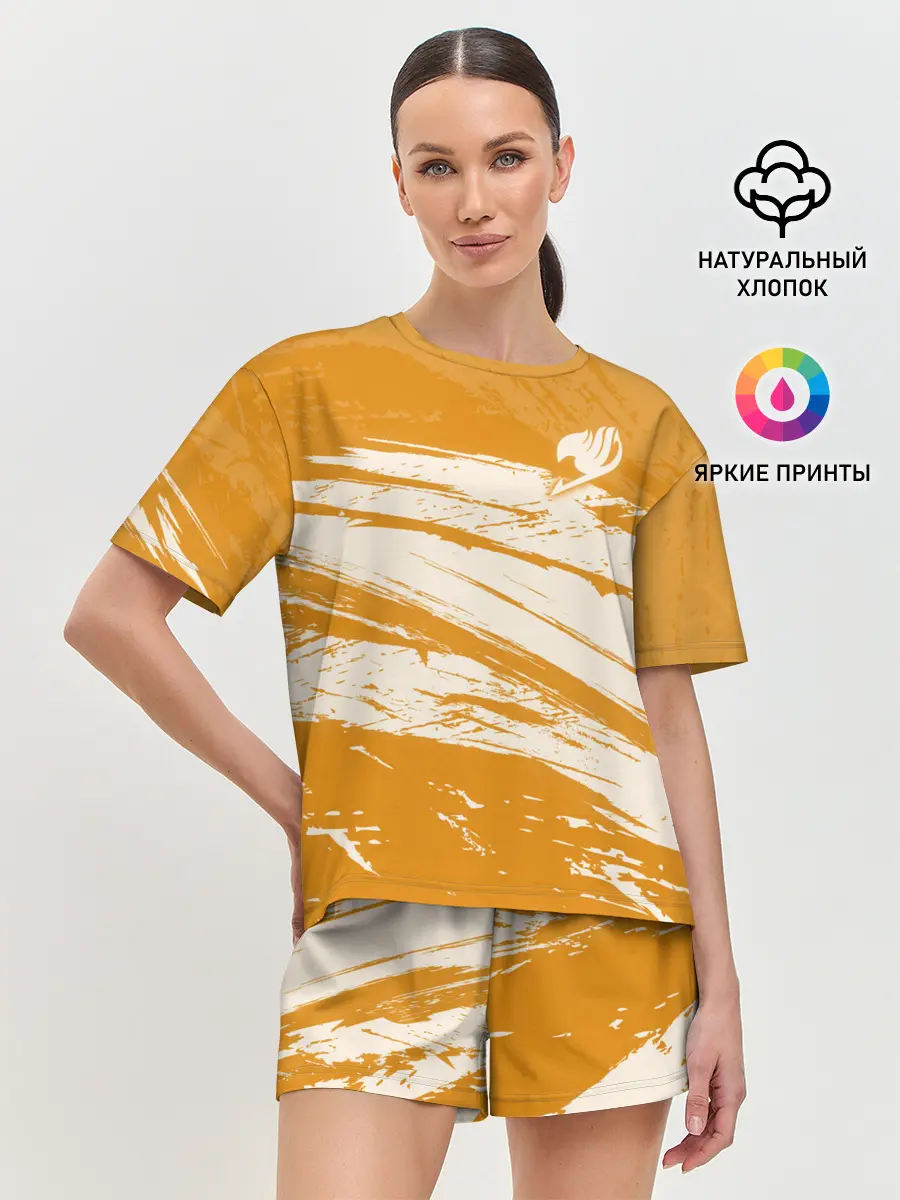 Женская пижама с шортами / Хвост Феи оранжевые тона