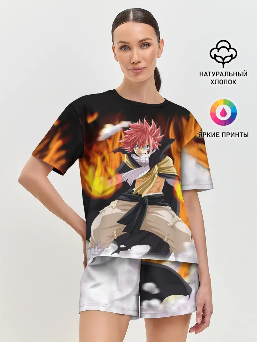 Женская пижама с шортами / Fairy Tail воинственный Нацу