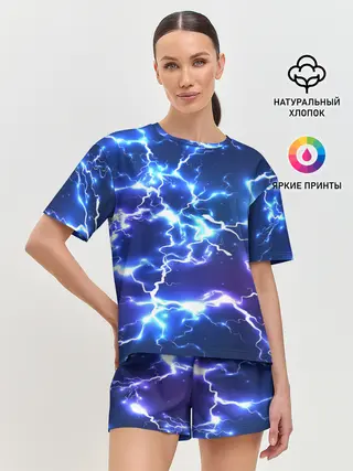 Женская пижама с шортами / СВЕТЯЩИЕСЯ МОЛНИИ | NEON FLASH
