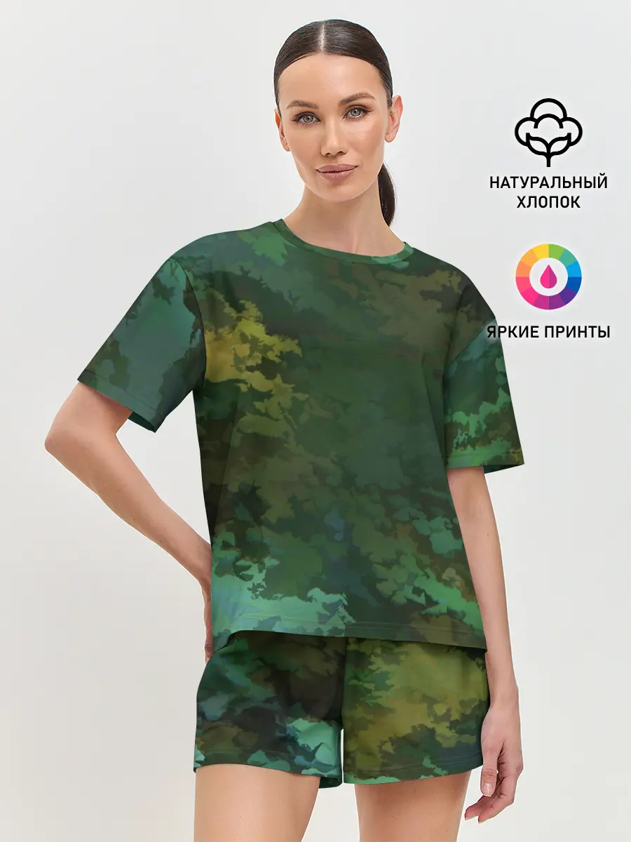 Женская пижама с шортами / Армейский Камуфляж | Ранний