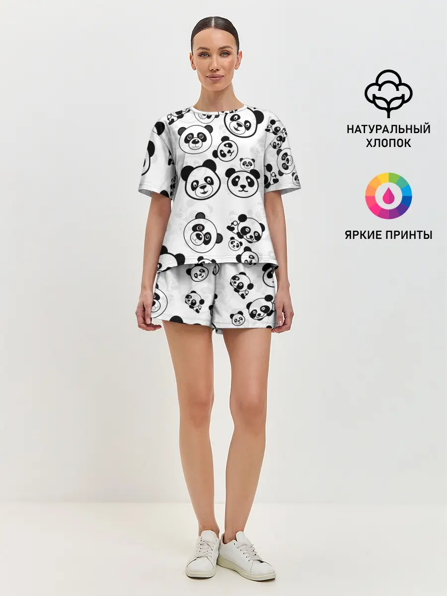 Женская пижама с шортами / Панды