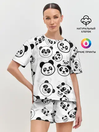 Женская пижама с шортами / Панды