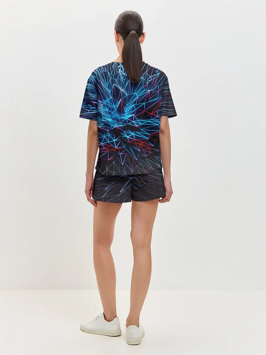 Женская пижама с шортами / Синяя абстракция